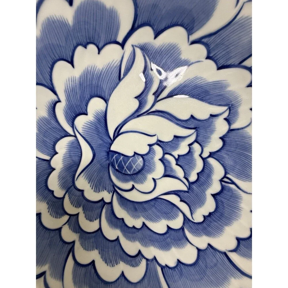 Hiroko Koshino Nikko Japan Blue White Peony Floral Porcelain